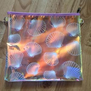 Translucent seashell print clutch
